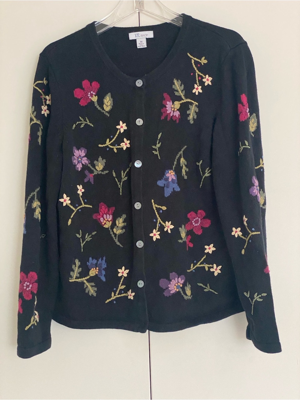 Y2K - The Tog Shop - Floral Embroidered Ramie Cotton Blend Cardigan